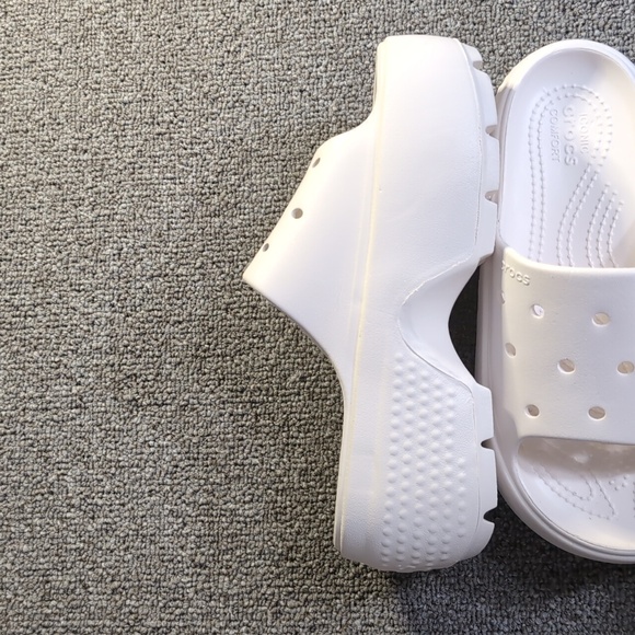 Crocs Stomp Slide Platform Chunky Slip On Chalk White Comfort Womens 7 - Picture 3 of 10
